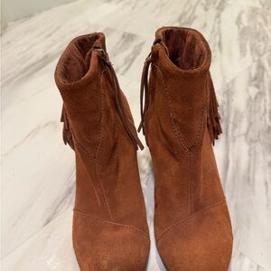 Toms Chestnut Suede Ankle Booties